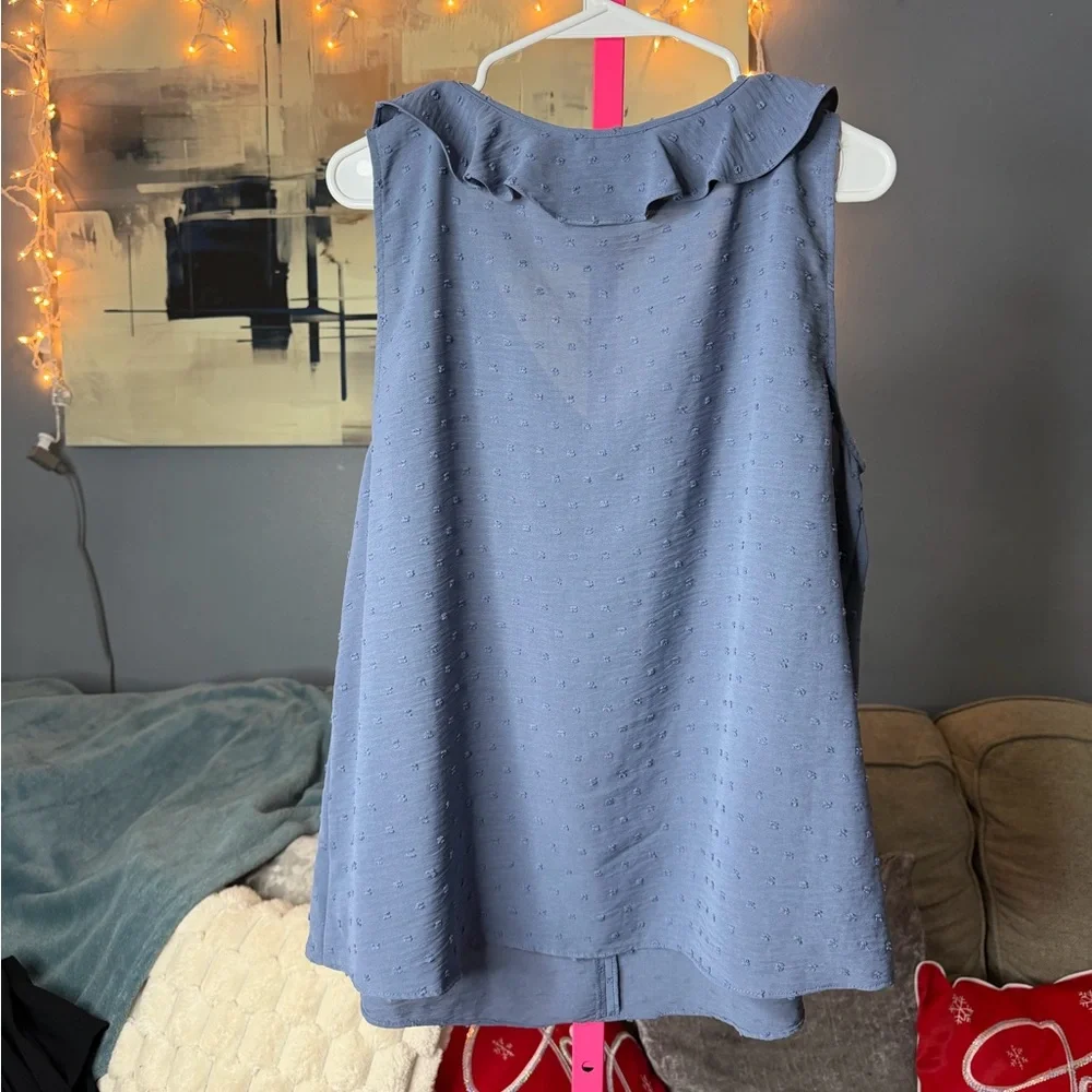 LC Lauren Conrad Swiss Dot Ruffle Sleeveless Top Size XL - Picture 6 of 6